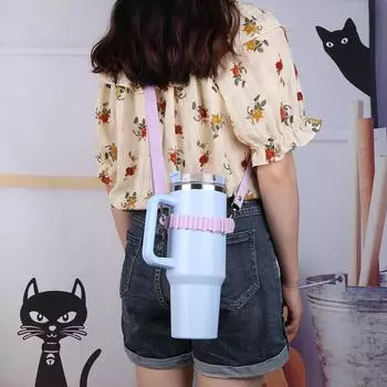 Water Bottle Handle with Adjustable Shoulder Strap Water Bottle Holder Hands Free Water Bottle Carrier for Stanley 30oz/40oz Cup 30oz 40oz оранжевый