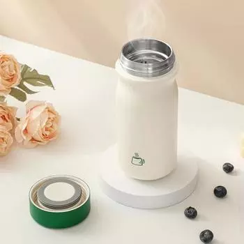 Water Bottle Insulated Cup BPA-Free Leak Resistant Easy to Clean Stainless Steel Vacuum 320ml белый/зелёный