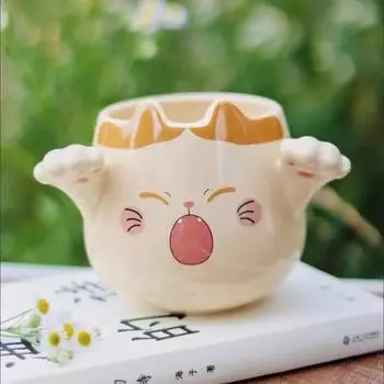 Water Cup Girl High Beauty Cute Mug Cat Ceramic Creative Coffee Breakfast Milk Children s Birthday Gift 460ml 401-500ml