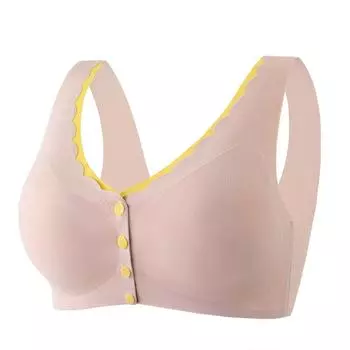 Water drop cotton cup large elastic ice silk seamless front buckle underwear women s rimless vest type middle-aged and elderly large size bra L