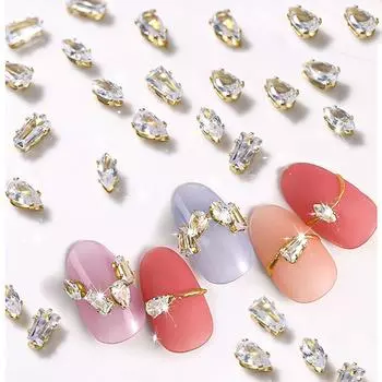 Water Drop Nail Art Charms Crystal Nail Rhinestone Nail Decoration Nail Jewelry Set gold-Horse Eye