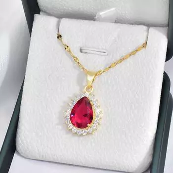 Water Drop Necklace Women S Versatile Simple Personality Temperament Inlaid With Gemstones Pendant