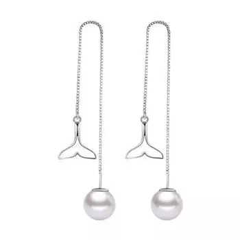 Water Drop Tassel Earrings Women s Korean Version Pearl Earrings Pendant Ball Mermaid Tail Ear Chain Medium and Long Earrings