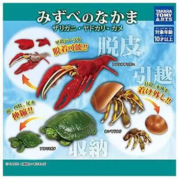 Water Friends Hermit Turtle Types Set Gacha Gacha Capsule Toy Crayfish, Crab, [3 (Полный Полный)]