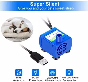 Water Pump LED Light Pet Cat Water Fountain Motor Accessories Replacement for Cat Flowers Drinking Bowl Water Dispenser Drinker