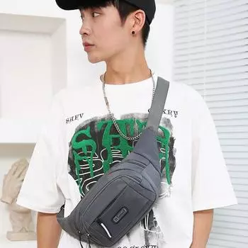 Water Repellent Men s Waist Bag, Men s Work Phone Bag, Business Cashier Wallet, Large Capacity Chest Bag, Crossbody Bag 40x6x14cm чёрный