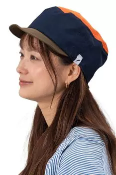 Water Repellent Trail Work Cap Hat for Men and Women Large Free Size circumference Navy x Orange [Nakota] (Head approx. 56-58cm)