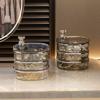 Water Ripple Jewelry Display Rack PET Jewelery Organiser Fashion Revolving Storage Bin Home Use прозрачный