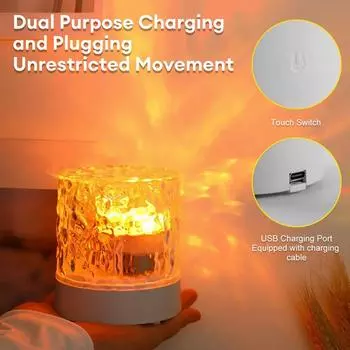 Water Ripple Projector Night Light 16 Colors Rgb Crystal Lamp Decoration Home Bedroom Aesthetic Atmosphere Holiday Sunset Lights
