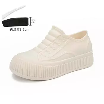 Water shoes women s new medium tube rain shoes outer wear rubber shoes non-slip water boots thick-soled water boots velvet short rain boots 36