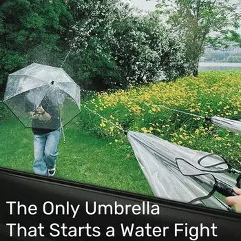 Water Umbrella – Transparent Umbrella Squirt , Shoots Up To 27ft – Dual-Use Rain Shelter & Water Toy For Water Fights, Pool Parties, Pra One Size