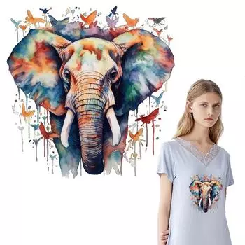 Наклейки с изображением акварельных слонов на одежде, новые аксессуары для одежды, термонаклейки своими руками, моющиеся термонашивки, принадлежности для рукоделия