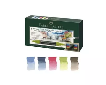 Watercolor Marker Set Albrecht Urban Sketch 5 Colors Faber-Castell Drer