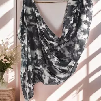 Watercolour Hijab Scarf Breathable Women Turbans Fashion Floral Printed Shawl Scarves 06