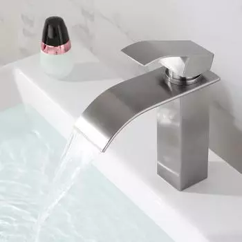 Водопадный смеситель для раковины, настенный кран для раковины из нержавеющей стали, матовый серебристый, смеситель для горячей и холодной воды, смесители для раковины в ванной G3/8