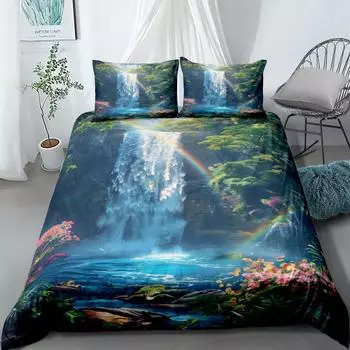 Waterfall Paradise Duvet Cover Set UK Single Double Queen US Twin Full King Size pkm Bed Linen Set 140x210cm