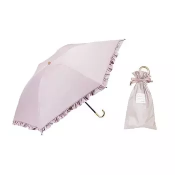 Waterfront Folding Umbrella Parasol Dual Use Umbulatio Series Handle UV Block Ruffle Dusty Pink 50cm Can be hung on your bag or arm Easy to use Water