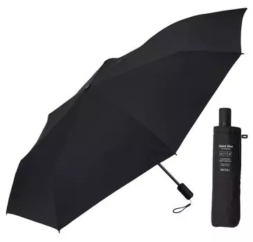 Складной зонт Waterfront Rain Umbrella, черный, короткая часть 55 см, длинная часть 72 см, серия LESS MORE, закрывается, удлиняется, функция запоминания формы, автоматическая чёрный