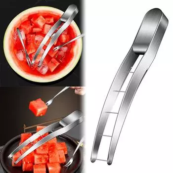 Watermelon Cutter Slicer Stainless Steel Watermelon Cube Cutter Quickly Safe Melon Knife Watermelon Cutting Tool Kitchen Gadgets серебряный