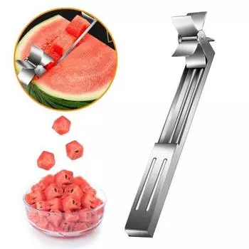Watermelon Cutter Slicer Tool Stainless Steel Sharp Blade Melon Baller Easy to Use Cubes Dicing Knife for Kitchen Gadgets серебряный
