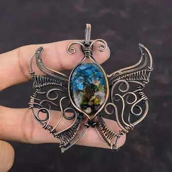 Watermelon Tourmaline Pendant Copper Wire Wrapped Pendant Handmade Real Gemstone Pendant Copper Jewelry Butterfly Pendant Wire Wrap Jewelry