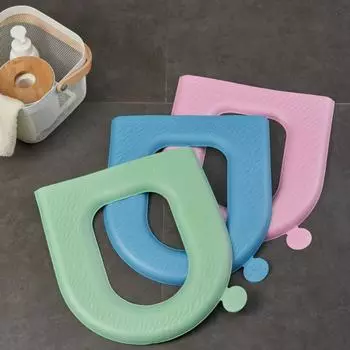 Waterpoof Toilet Seat Cover EVA Closestool Mat WC Mat Toilet Sticky Seat Pad Bathroom оранжевый