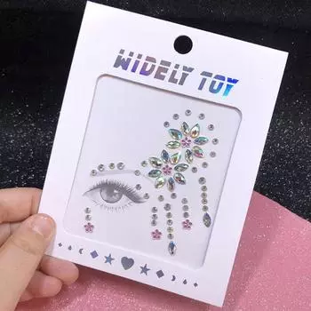 Waterproof 3D Rhinestones Sticker Fake Tattoo Glue Free Crystal Facials Sticker Beauty Colorful Temporary Tattoo Sticker Women