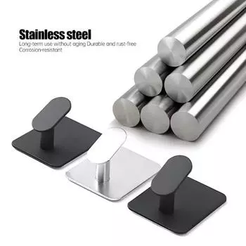 Водонепроницаемый клейкий настенный крючок из нержавеющей стали, крючки для ванной, держатель для полотенец, крючок для шкафа, кухонная фурнитура, многоцелевой крючок-вешалка серебряный