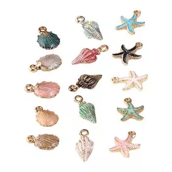 Waterproof Alloy Pendants Conch Shell Starfish Shaped Pendant Creative Jewelry Accessories Beach Theme Decorations