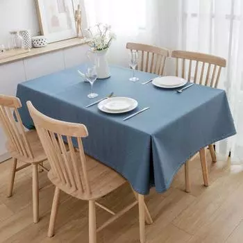 Waterproof And Oil-proof Tablecloth, No-wash And Heat-resistant, Solid Color Rectangular Desk, Coffee Table, Tablecloth, Pvc Table Mat. One Size синий