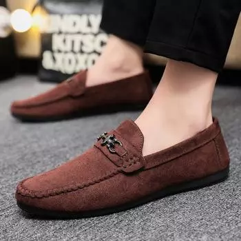 Водонепроницаемые повседневные спортивные мужские туфли на одну ногу Doudou Small Leather Shoes Lazy Fashion Blue Formal Men s Shoes Handmade 39