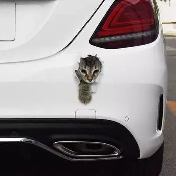 Waterproof Cat in The Crack Sticker Animal Styling Car Body Scratch Masking Stickers Car-Styling 20X12cm-C