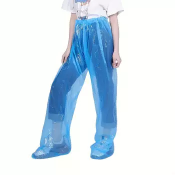 Waterproof Disposable Clear PE Trousers Fishing Protect Foot Rain Pants Outdoor Tourism Travel Cycling Split Raincoat Rainsuit 5pcs синий