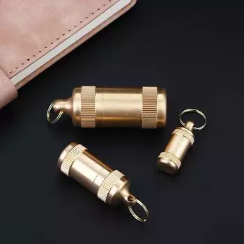 Waterproof Earplugs Capsule Travel Tablet Container Brass Pill Case Pill Storage Box Medicine Bottle Keychain Holder S