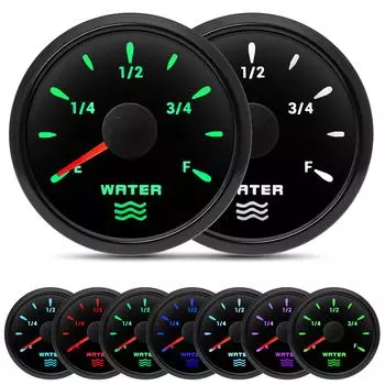 Водонепроницаемый IP67 52 мм указатель уровня воды 0-190 Ом с 7-цветной подсветкой, подходит для датчика уровня воды, морской лодки, автомобиля 9-32 В