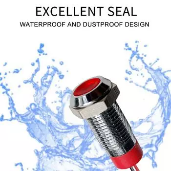 Waterproof IP67 Signal light Metal LED Warning Indicator Light Signal Lamp Pilot Wire 6mm 8mm 10mm 12mm 12v 24v 110v 220v 12-24V&6mm красный