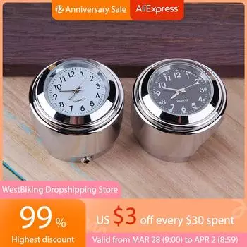 Водонепроницаемые светящиеся 22/25 мм часы для крепления на руль мотоцикла с циферблатом из алюминиевого сплава кварцевые часы аксессуары для мотоцикла белый