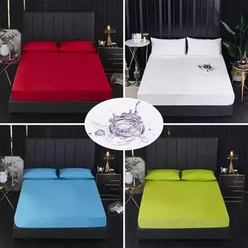 Waterproof Mattress Pad Cover Breathable Washable Bedspreads Anti-bacteria Anti-mite Fitted Double Bedsheet 90/120/150/180/200cm 90x200x30cm