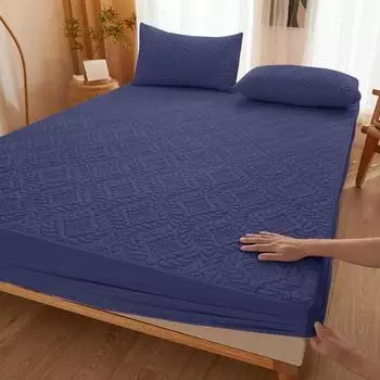 Waterproof Mattress Pad Queen King Mattress Protector Thick Mattress Cover Quilted Fitted Sheet Bed Pad Cover ( No Pillowcase) US Twin 99x190cm