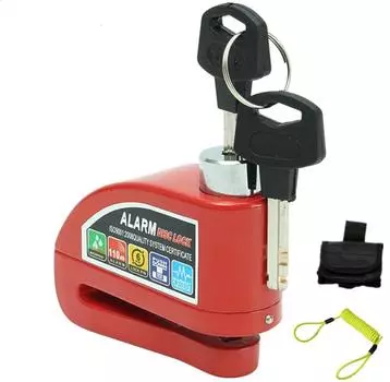 Водонепроницаемый замок для сигнализации мотоцикла, противоугонный замок для мотоцикла, замок для дискового тормоза горного велосипеда + сумка + 1,5 м трос-напоминалка