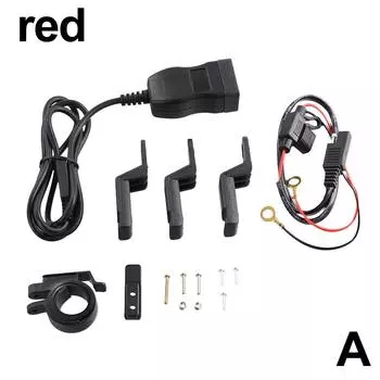 Waterproof Motorcycle USB Fast Charger With Type C Port Socket Connector - Digital Voltmeter Cell Mobile Charger Moto Accessory красный