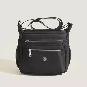 Waterproof, Multi-layered, Simple, Lightweight, Multi-functional Mom Bag, Nylon Bag, Single-shoulder Crossbody Bag for Women чёрный