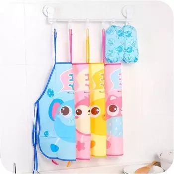 Waterproof Painting Apron DIY Cartoon Overalls Creative Children Apron Kitchen Supplies Dark Pink-style 2