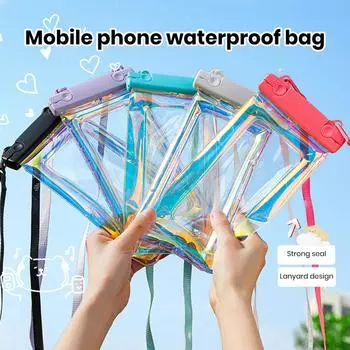 Waterproof Phone Pouch with Lanyard Touchscreen Clear PVC Beach Kayaking Swimming Floating Cell Phone Dry Bag Case Protector