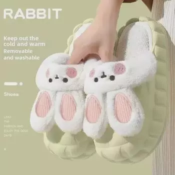 Waterproof Plush Cotton Slippers with Removable Soles for Couples 38-39 small fit