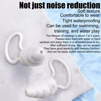 Waterproof Professional swimming Sleep Soft Silicone Ear Plugs 1 Pair Sound Insulation Ear Protector Noise Reduction Earplugs светло-серый