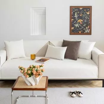 Waterproof Pure Color Sofa Towel Four Season Universal Anti Slip Velvet Sofa Mat Minimalist Comfortable Anti Cat Scratch Cushion 70x70cm 1pcs