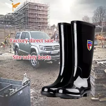 Waterproof Rubber Wellington Rain Boots, Wholesale Steel Toe Safety PVC Gum Boots for Industry, Fishing Men & Women Manufacturer 40 чёрный