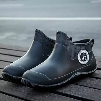 Waterproof shoes men s and women s rain shoes couple non-slip low-top Korean version fashion short tube velvet cotton warm, light and comfortable 36-37