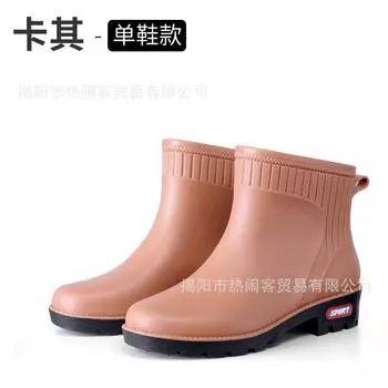 Waterproof short boots, thick-soled heightening rain boots, winter velvet warm women s boots, short tube non-slip rubber shoes 36